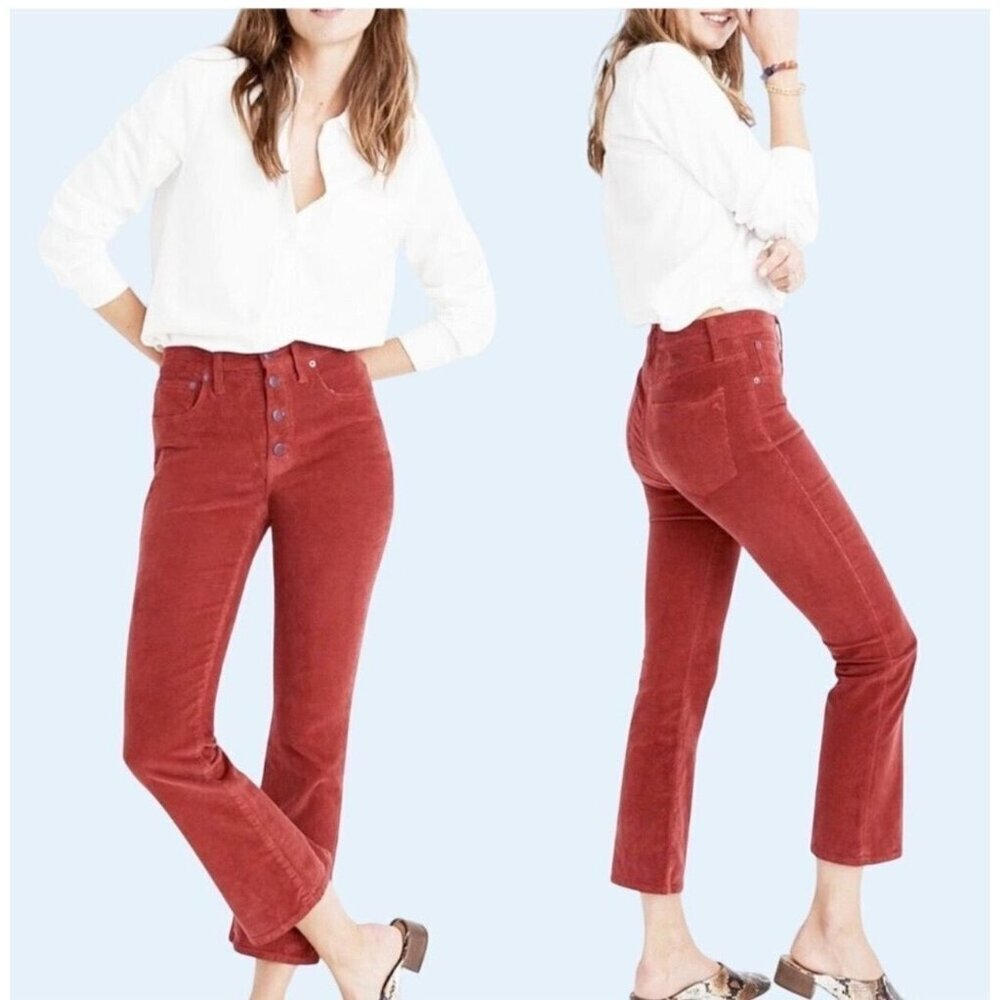 MADEWELL Cali Demi-Boot Burnt Orange Corduroy Pants Jeans Sz 27